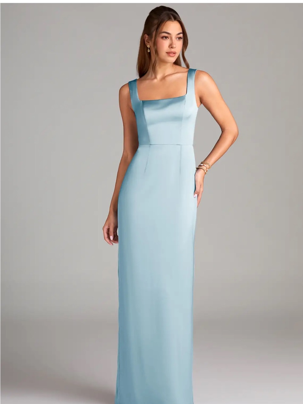 Azazie Flori Sky Blue Stretch Satin Bridesmaid Dress